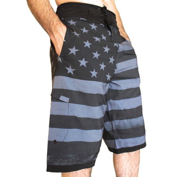 Homiegear Beach Wear for Men - Swimming Trunk for Men - Quick Dry Fabric Summer Long Beach Wear with Drawstring Fit Design for Indoor & Outdoor - 13 Inch - American Pride - S