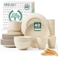 thumbnail image 1 of Homienly 40 Pcs Dinnerware Set Service for 8, Kitchen Wheat Straw Dinnerware Set Unbreakable - Plates Set, Bowls Set,Cups Set, Microwave and Dishwasher Safe Dish Set for Dinner, Outdoor(Beige), 1 of 8