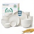 thumbnail image 1 of Homienly Wheat Straw Plates and Bowls Sets, 40 PCS Kitchen Dinnerware Sets, Unbreakable Dishes Set for Camping, Picnic, Microwave and Dishwasher Safe, Plates, Bowls, Cups, Service for 8 (White), 1 of 10