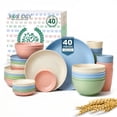 thumbnail image 1 of Homienly Dinnerwave Set 40-Piece Service for 8 Unbreakable Kitchen Plates and Bowls Sets - Dinner Plates, Dessert Plates, Soup Bowls, Cup Set, Soy Sauce Dish Microwave & Dishwasher Safe (Light Multi), 1 of 10