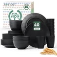 thumbnail image 1 of Homienly 40-Piece Wheat Straw Dinnerware Set, Service for 8, Reusable Plates, Bowls & Cups, Lightweight, Microwave & Dishwasher Safe, Black, 1 of 8
