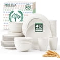 thumbnail image 1 of Homienly 40-Piece Wheat Straw Dinnerware Set, Service for 8, Round Plates, Bowls & Cups, Microwave & Dishwasher Safe, White, 1 of 8