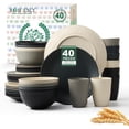 thumbnail image 1 of Homienly Kitchen 40-Piece Wheat Straw Dinnerware Set, Service for 8, Plates, Bowls & Cups, Microwave & Dishwasher Safe, Grey Stone, 1 of 8
