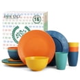 thumbnail image 1 of Homienly Dish Set Wheat Straw Dinnerware Sets Unbreakable Reusable Dinnerware Set 16 PCS Cups Plates and Bowls Sets, Microwave and Dishwasher Safe Dishes for Camping, Outdoor - Colorful, 1 of 8