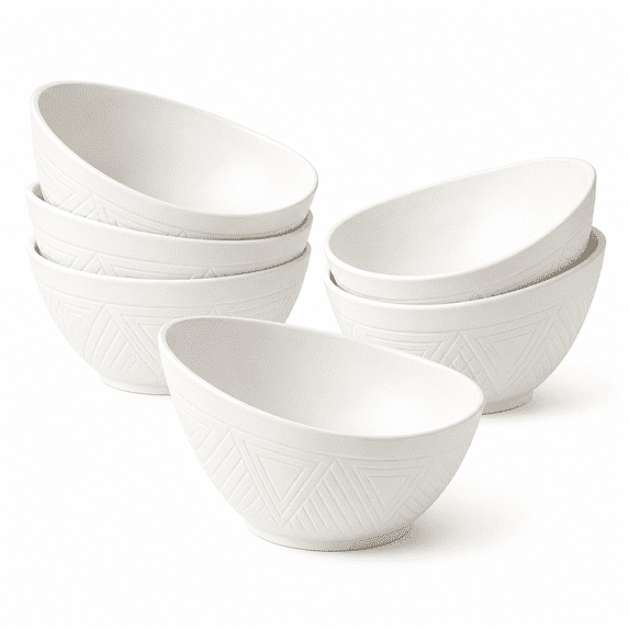 Homienly Plastic Bowls 10 oz, 6 PCS Reusable Small Plastic Bowl Set for Ice Cream, Dessert & Portion Serving, Microwave & Dishwasher Safe, White