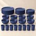 thumbnail image 1 of Homienly Plate abd Bowl Sets, 38-Piece Wheat Straw Dinnerware Set for 8, Unbreakable Plates Bowls & Cups, Dishwasher Safe Outdoor Tableware, Kitchen Dishes, Dark Blue, 1 of 8