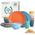 thumbnail image 1 of Homienly 24-Piece Wheat Straw Dinnerware Set, Plates, Bowls & Cups, Microwave & Dishwasher Safe, Multi Color, 1 of 8