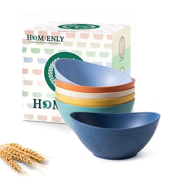 Homienly Wheat Straw Bowls 10 OZ Small Serving Bowls Unbreakable Dessert Bowls for Kitchen, Camping, RV, Party, Unbreakable Mini Oval Bowls for Ice Cream Microwave and Dishwasher Safe (6 PCS Multi)
