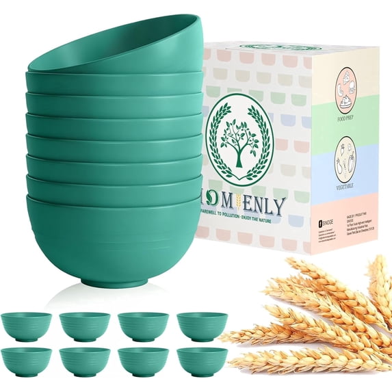 Homienly Wheat Straw Bowls, Cereal Bowls, Plastic Bowl Alternative, Set of 8, Unbreakable Microwave Safe Bowls for Soup, Salad, Dinner, Cereal, Snack, Dishwasher Safe for Kitchen, Party