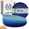 thumbnail image 1 of Homienly Wheat-Straw Deep Dinner Plates, 8-Pack 9 inch, Unbreakable, Microwave & Safe for Dishwasher, Plate Sets and Plastic Dinner Plates for Kitchen, Camping, Picnic and RV, Blue Series, 1 of 7