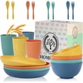 thumbnail image 1 of Homienly Dishware Sets, 20-Piece Wheat Straw Dinnerware Set, Plates, Bowls & Cups with Flatware, Service for 4, Microwave & Dishwasher Safe, for Kitchen, Outdoor, RV, Dishes Set, Multicolor, 1 of 8
