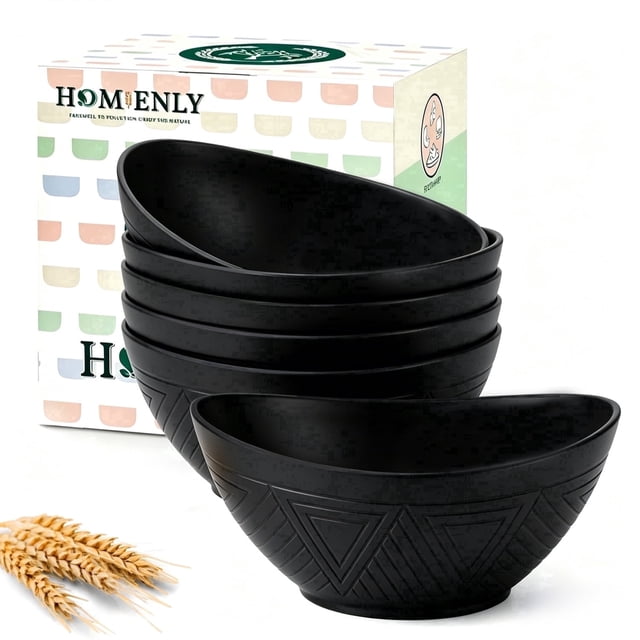 Homienly Wheat Straw Serving Bowls Unbreakable Oval Bowls Set of 6 Soup ...