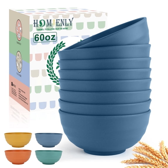 Homienly Wheat Straw Small Bowls, Dessert Bowls for Kitchen, Camping, Party, Unbreakable Mini Bowl Set of 8, 10 OZ Microwave and Dishwasher Safe Appetizer Bowl,Yogurt Bowls Set (Dark gray)