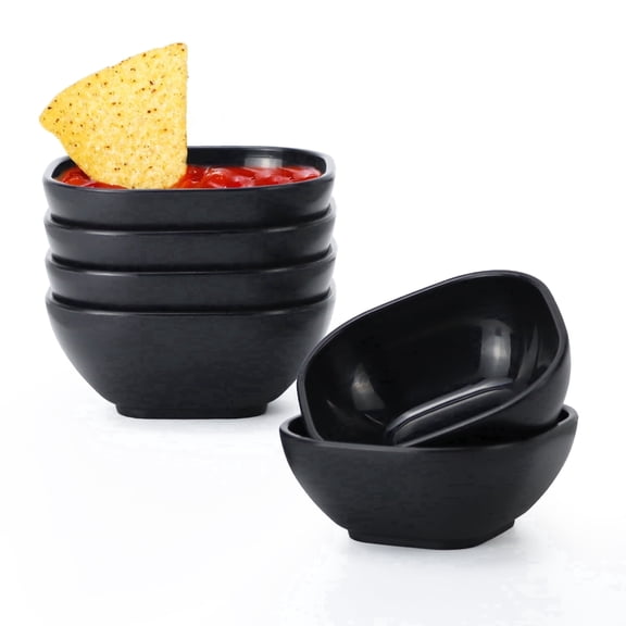 Homienly 6-Pack 4.5 oz Wheat Straw Small Bowls, Unbreakable Serving Dishes, Microwave & Dishwasher Safe, Black