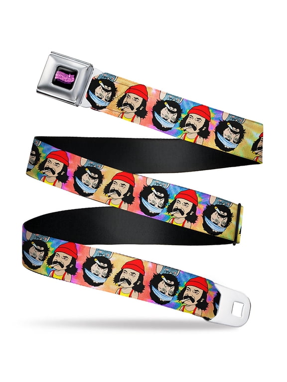 Homies in Dreamland by Cheech & Chong Belt, Seatbelt Buckle Belt, Homies in Dreamland Cheech and Chong Pose Flip Tie Dye Multi, 30 to 44 Inches
