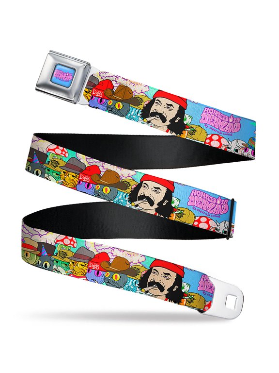 Homies in Dreamland by Cheech & Chong Belt, Seatbelt Buckle Belt, Homies in Dreamland Title Logo Cheech and Chong Homies Blue, Youth 22 to 32 Inches