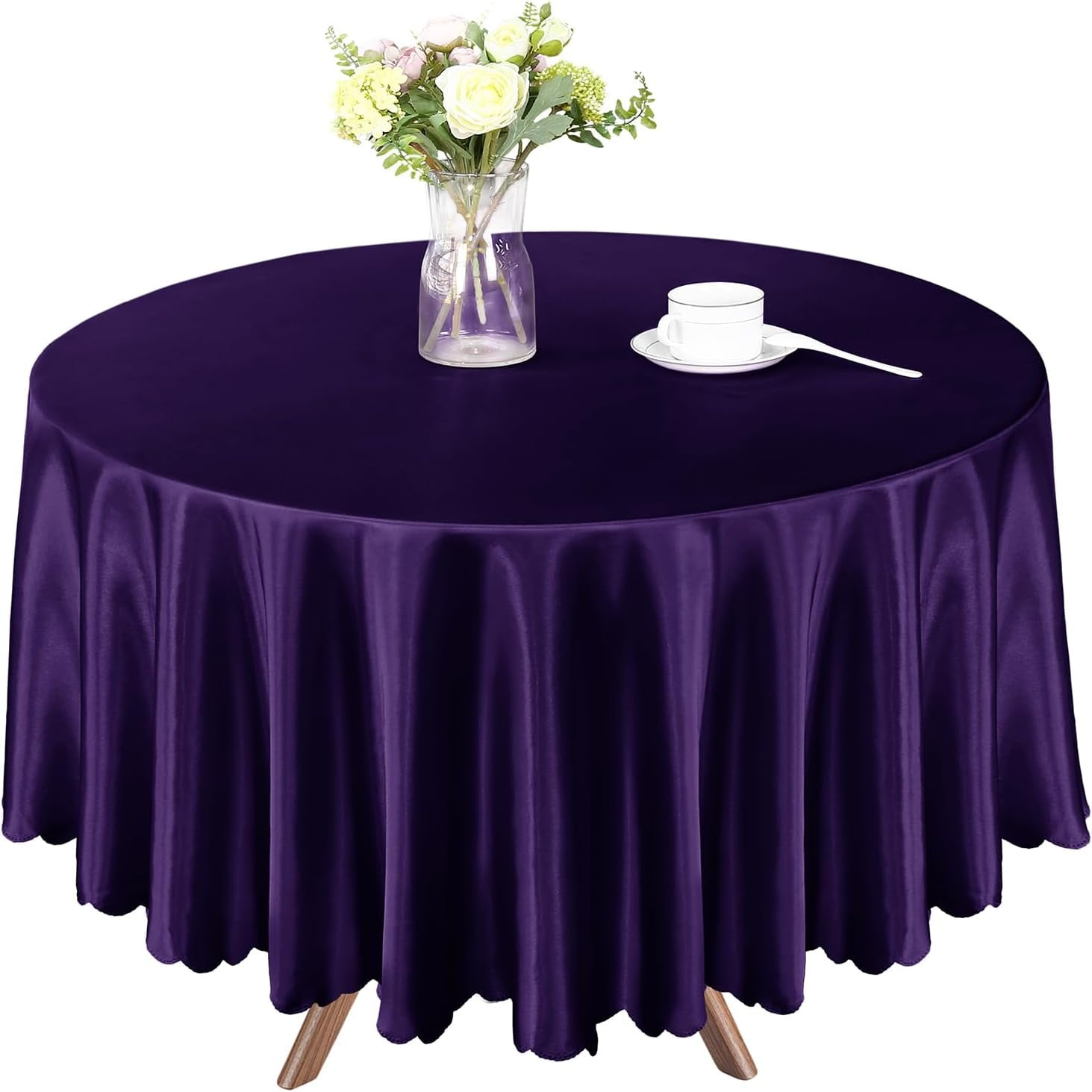 Homiest 1 Pack 72 Inch / 6ft Round Tablecloth Satin Table Cover, Purple  Table Cloth Overlay Bright Table Decorations, Silky Satin Dining Table  Cloths for Wedding Reception Graduation Banquet - Walmart.com, image size:1463x1463