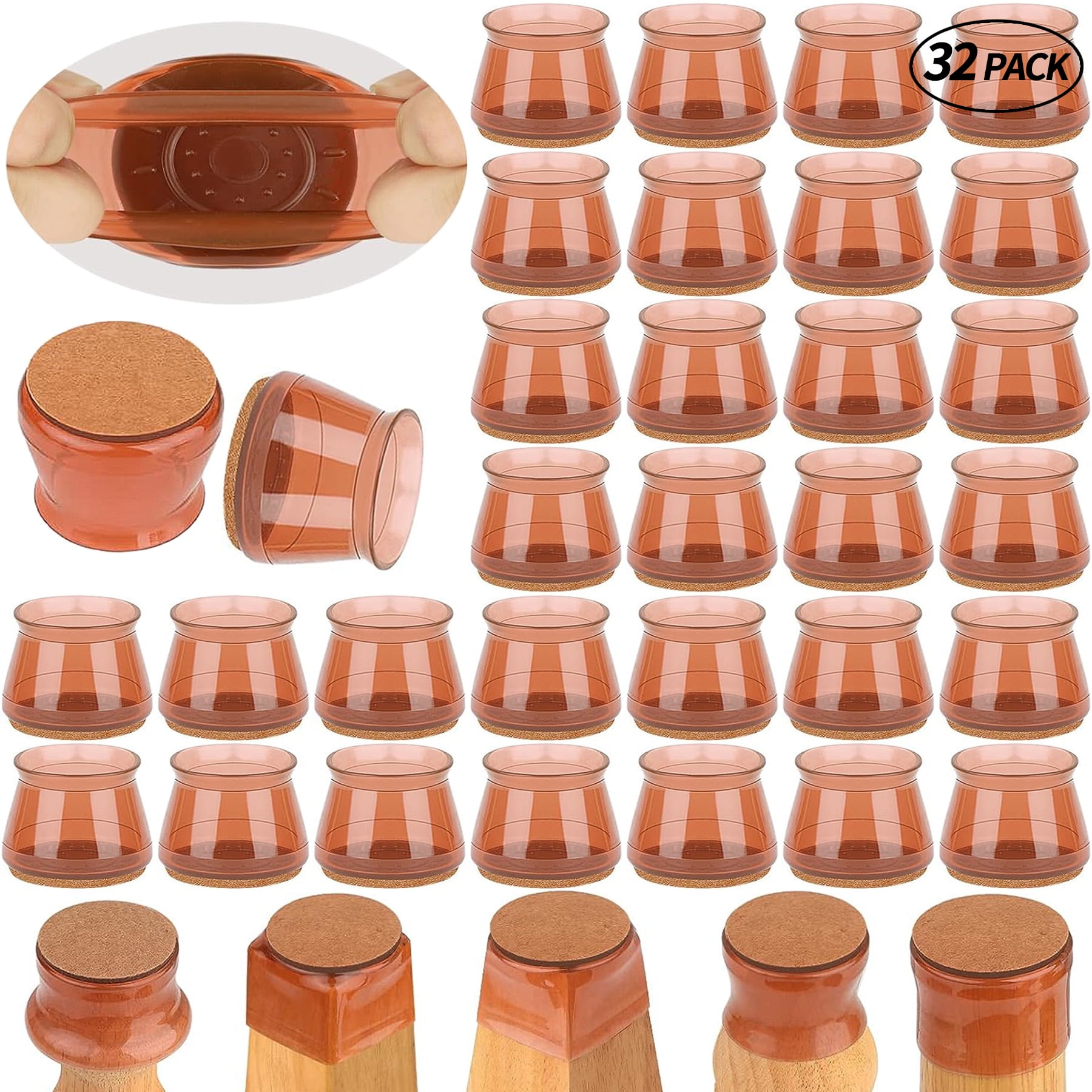 Homieway 32 Pcs Chair Leg Floor Protectors, Silicone Furniture Pads for