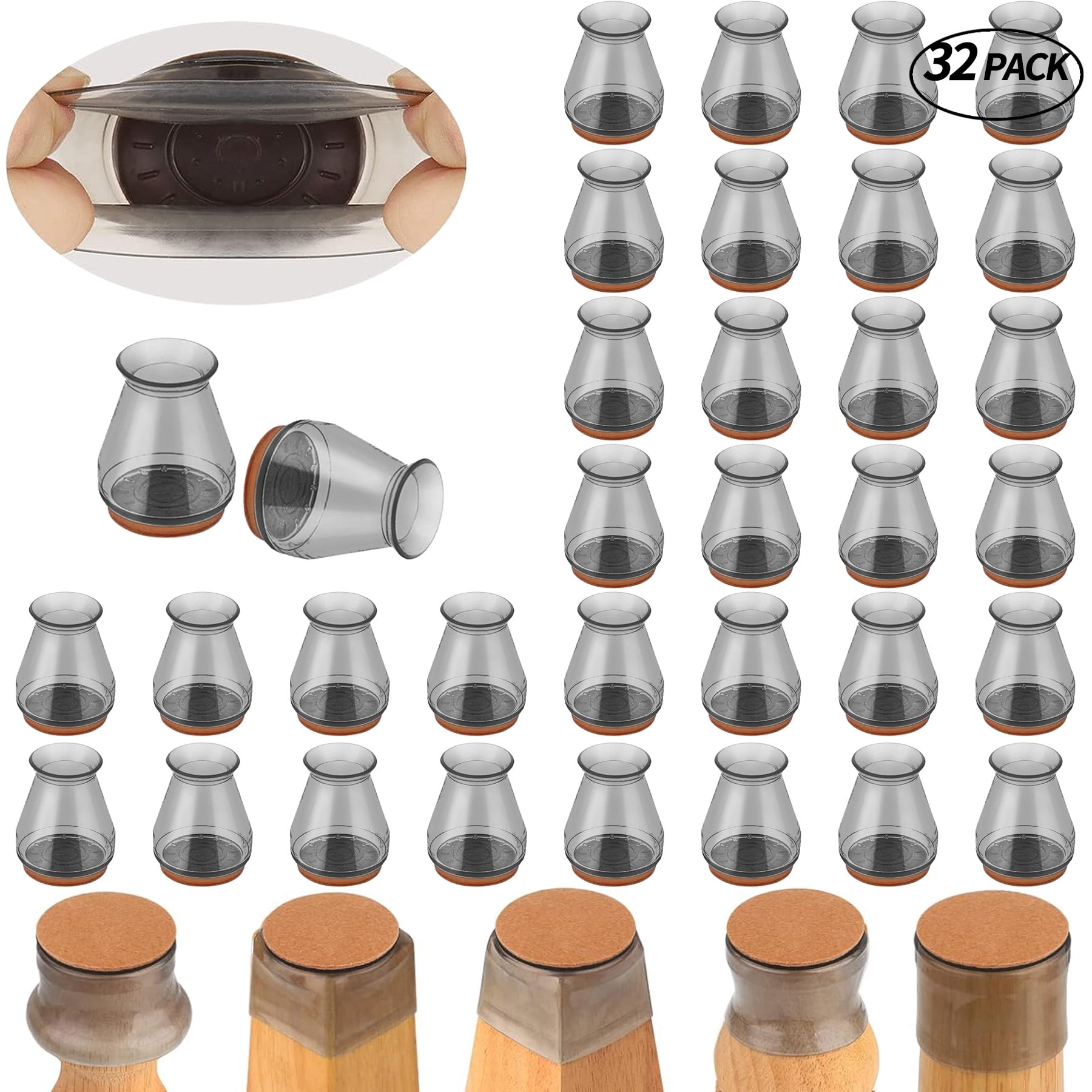 Homieway 32 Pcs Chair Leg Floor Protectors, Silicone Furniture Pads for