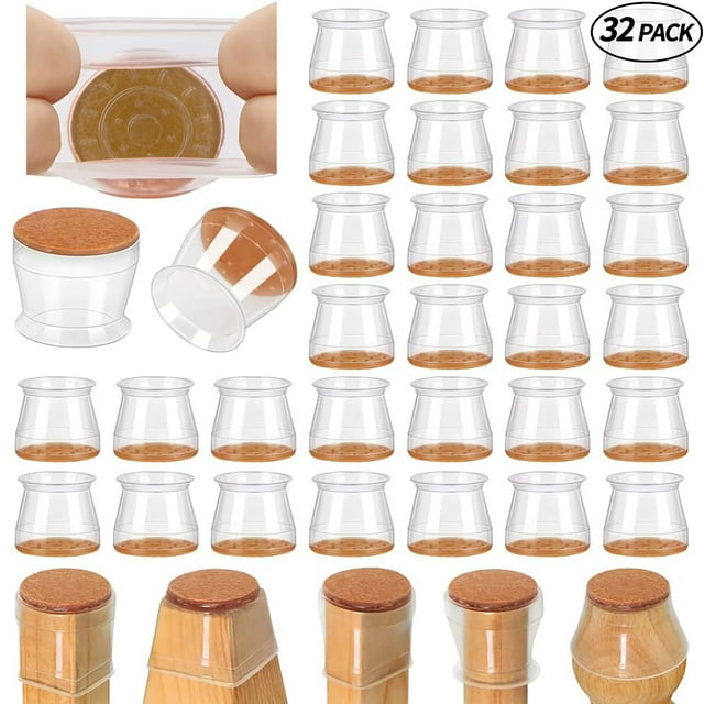 Homieway 32 Pcs Chair Leg Floor Protectors, Silicone Furniture Pads for
