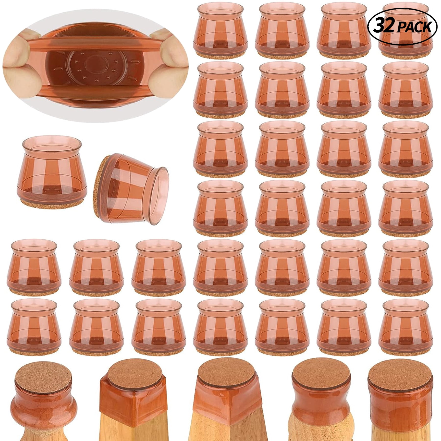 Homieway 32 Pcs Chair Leg Floor Protectors, Silicone Furniture Pads for