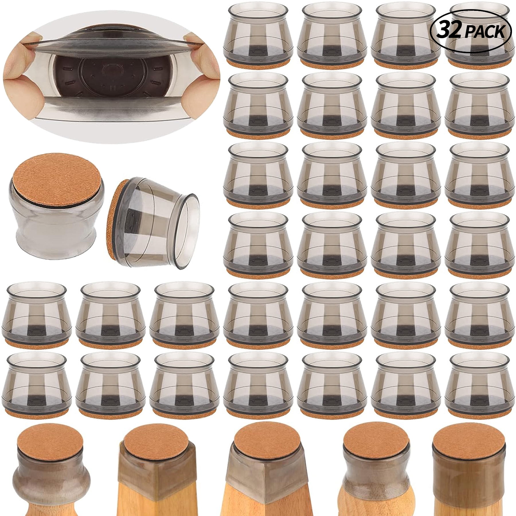 Homieway 32 Pcs Chair Leg Floor Protectors, Silicone Furniture Pads for