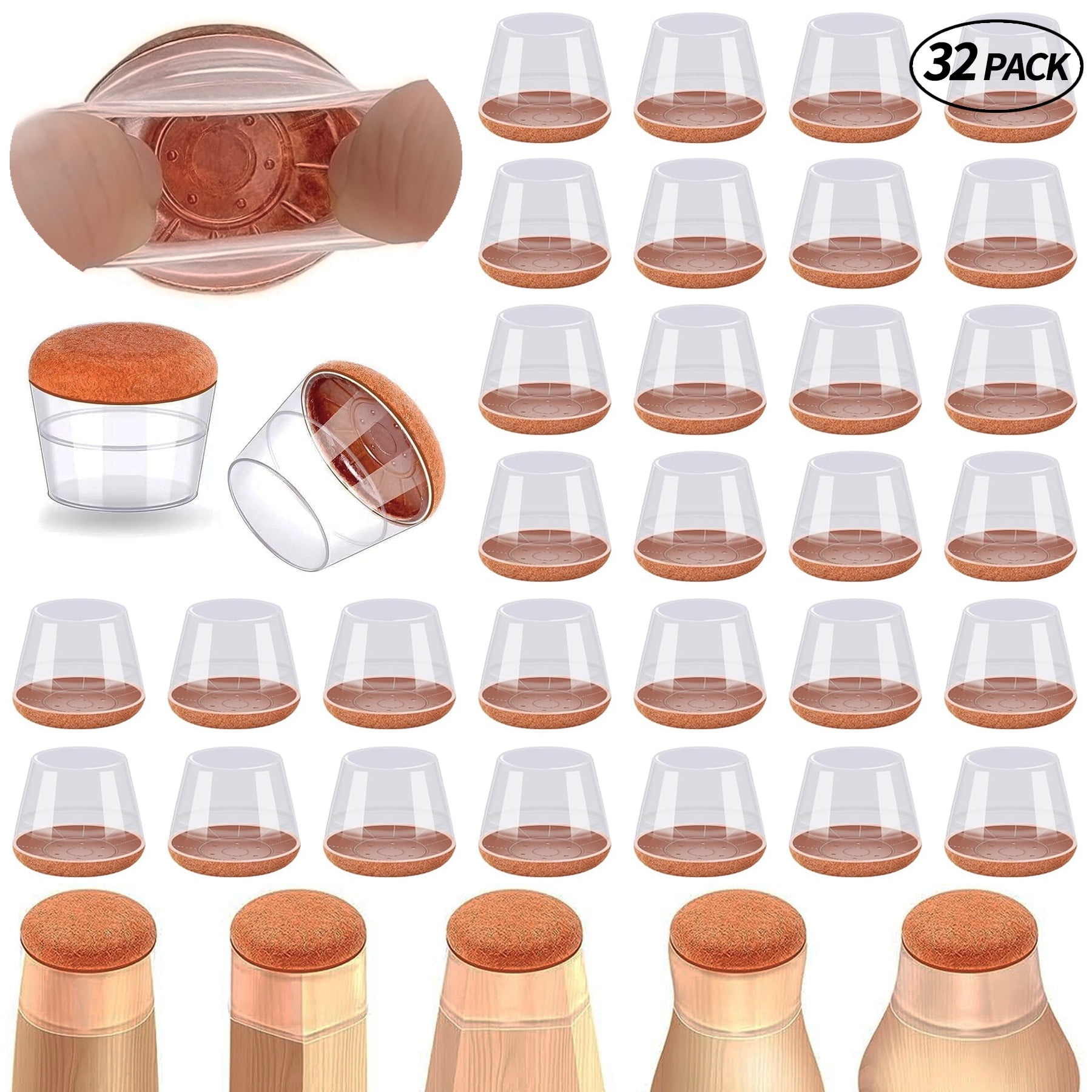 Homieway 32 Pcs Chair Leg Floor Protectors, Silicone Furniture Pads for