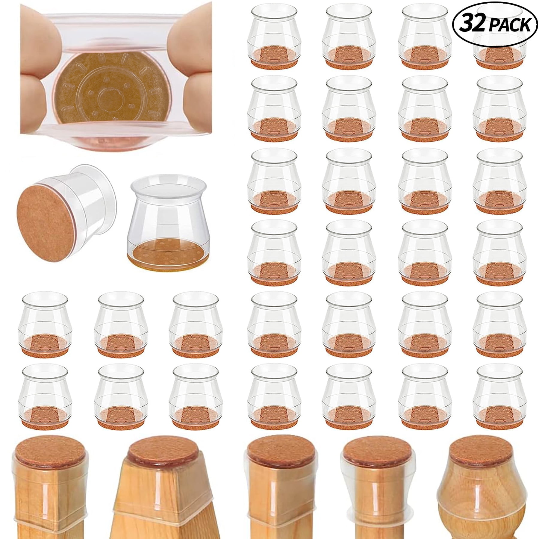 Homieway 32 Pcs Chair Leg Floor Protectors, Silicone Furniture Pads for