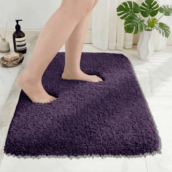 Homieway Purple Bathroom Rugs Mat, Soft Absorbent Microfiber Bath Rugs, Non Slip, Machine Washable Bath Mats for Bathroom Floor, Tub and Shower, Home Decor Accessories, 24" × 47"