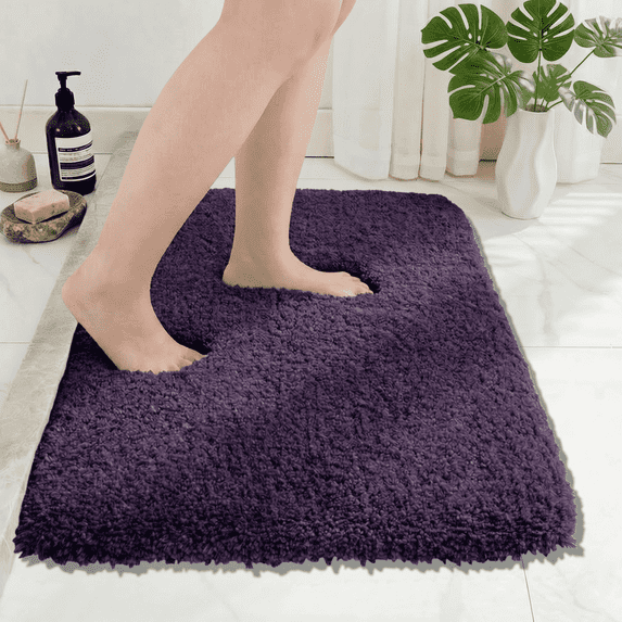 Wozola Purple Bathroom Rugs Mat, Soft Absorbent Microfiber Bath Rugs, Non Slip, Machine Washable Bath Mats for Bathroom Floor, Tub and Shower, Home Decor Accessories, 24" × 59"