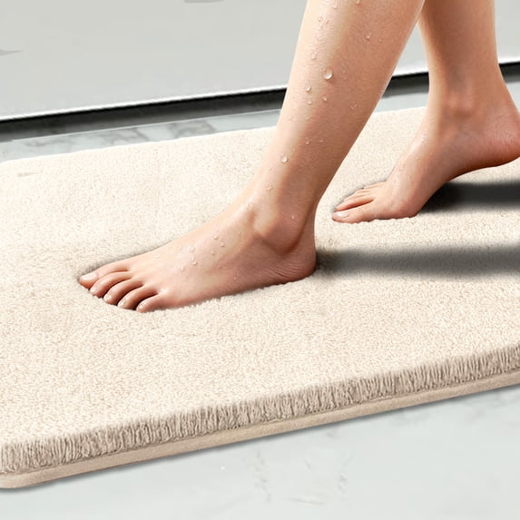 Homieway Bathroom Rug Soft Microfiber Bath Rug, Ultra Absorbent Bath Mats with Non Slip Backing, Machine Washable Plush Bathroom Floor Mat for Shower, Tub, and Home Decor, Beige, 20"×32"