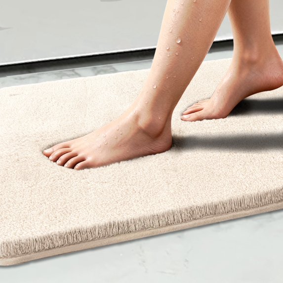 Wozola Bathroom Rug Soft Microfiber Bath Rug, Ultra Absorbent Bath Mats with Non Slip Backing, Machine Washable Plush Bathroom Floor Mat for Shower, Tub, and Home Decor, Beige, 24"×47"