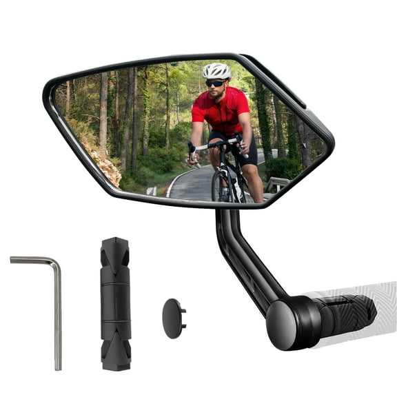 Homieway Bar End Bike Mirror, HD Glass Lens for Handlebars Wider Angle Rotatable E-Bike Mirror, Scratch Resistant Universal Rearview Mirrors, Left