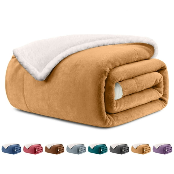 Homieway Camel Sherpa Blankets, Twin Size Fleece Throw Blankets, Soft and Fuzzy Blanket for, Sofa, Couch, Camping and Travel, 60" x 80"