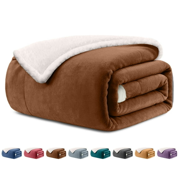 Homieway Coffee Sherpa Blankets, Twin XL Size Fleece Throw Blankets, Soft and Fuzzy Blanket for, Sofa, Couch, Camping and Travel, 70" x 80"
