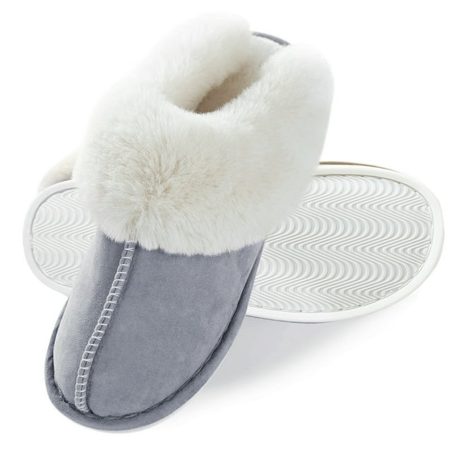 Homieway House Slippers for Women, Gray Memory Foam Fluffy Women's