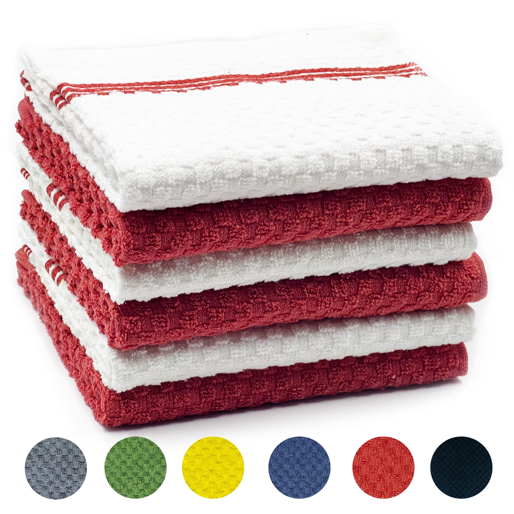 Homieway 6 Pack Kitchen Towels, 100% Cotton Dish Cloths, 15x25 Inch ...