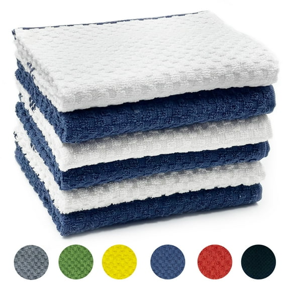 Homieway 6 Pack Kitchen Towels, 100% Cotton Dish Cloths, 15x25 Inch Ultra Soft Tea Towels, Super Absorbent Terry Dish Towels Rags for Kitchen, Navy