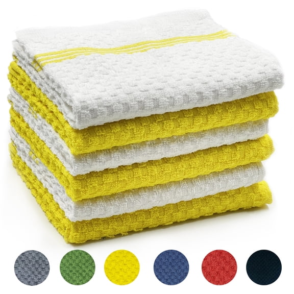 Homieway 6 Pack Kitchen Towels, 100% Cotton Dish Cloths, 15x25 Inch Ultra Soft Tea Towels, Super Absorbent Terry Dish Towels Rags for Kitchen, Yellow