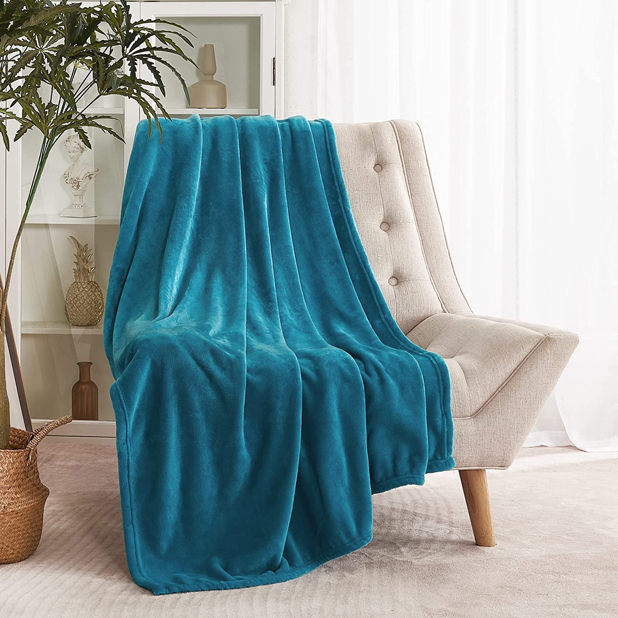 Homieway Large Azure Bed Blankets,Soft Queen Size Blanket for Sofa