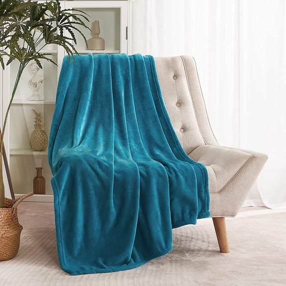 Homieway Large Azure Bed Blankets,Soft Queen Size Blanket for Sofa Couch, All Season Lightweight Microfiber Fluffy Flannel Fleece Throw Blanket,90" x 90"