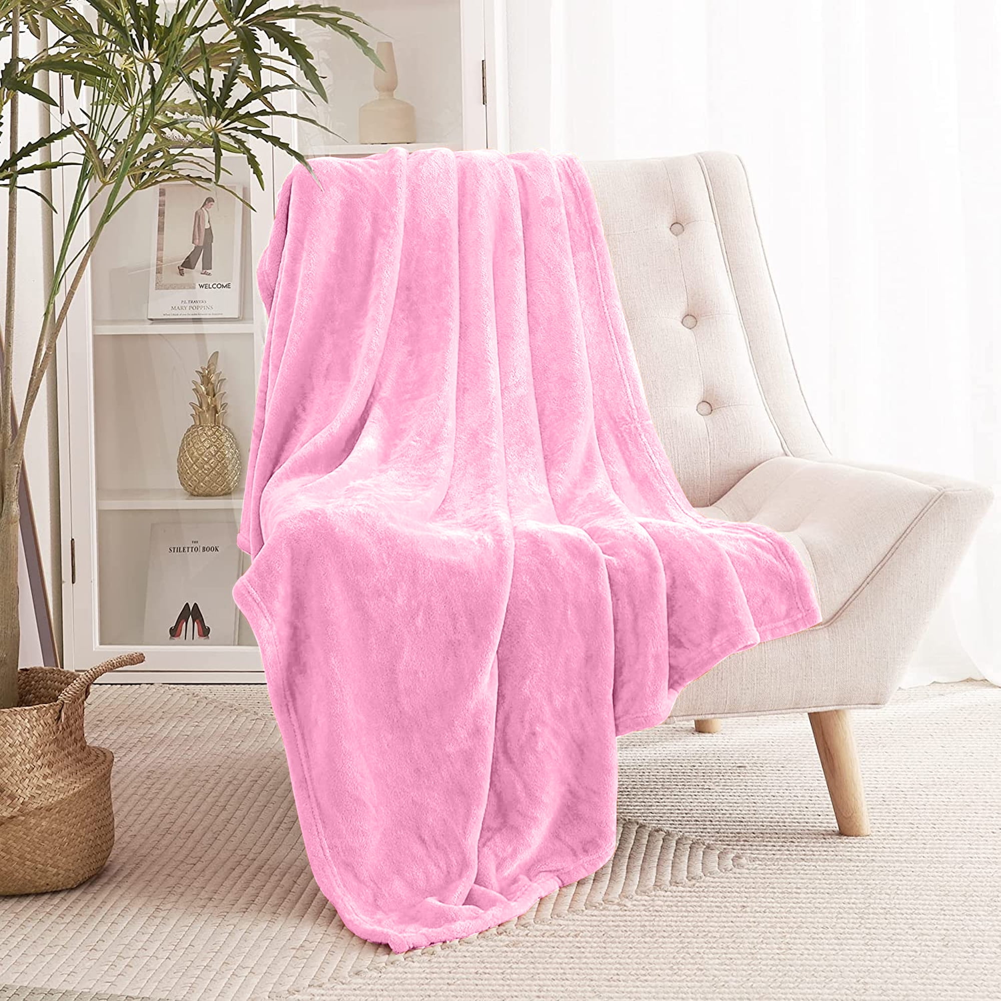 Homieway Large Pink Bed Blankets Soft Queen Size Blanket for Sofa Couch All Season Lightweight Microfiber Fluffy Flannel Fleece Throw Blanket 90 x90 Walmart Business Supplies