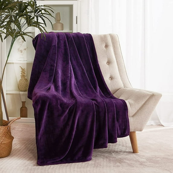 Homieway Large Purple Bed Blankets,Soft Queen Size Blanket for Sofa Couch, All Season Lightweight Microfiber Fluffy Flannel Fleece Throw Blanket,90" x 90"