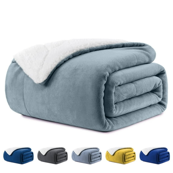 Homieway Light Gray Sherpa Blankets, Throw Size Fleece Throw Blankets, Soft and Fuzzy Blanket for, Sofa, Couch, Camping and Travel, 50" x 60"