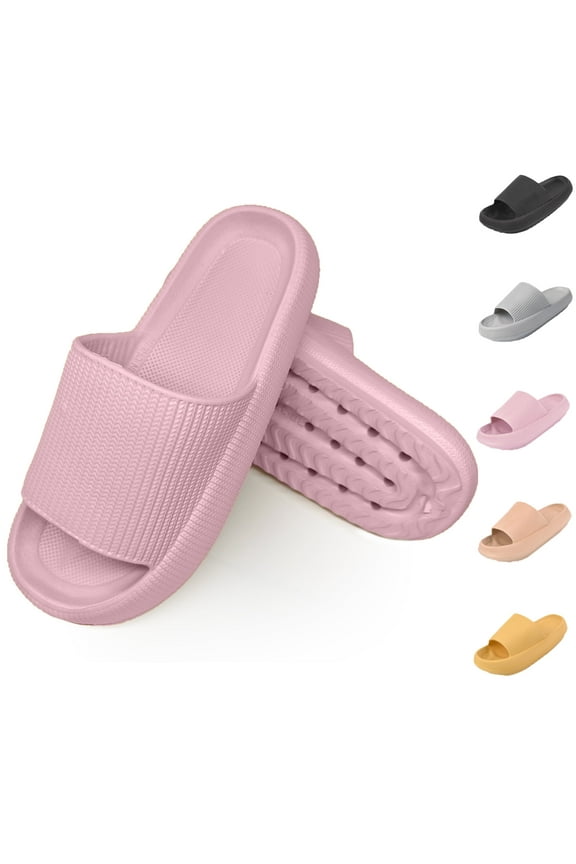 Pink Sandals for Women and Men,Non-Slip Bathroom Shower Sandals,Soft and Thick Sole Cloud Slippers