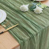 Homieway Sage Green Cheesecloth Table Runner,120 inch/10FT Gauze Table Runner,Boho Rustic Sheer Cheese Cloth Runner for Summer Wedding Party Baby Shower Birthday Home Decor Holiday Decorations,1 Pack