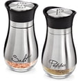 thumbnail image 1 of Homieway Salt and Pepper Shakers Set, Glass Bottom Salt Shaker with Stainless Steel Lid for Kitchen Gadgets Cooking Table, RV, Camp,BBQ Refillable Design, Silver, 1 of 7