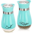 thumbnail image 1 of Furkithn Salt and Pepper Shakers Set, Glass Bottom Salt Shaker with Stainless Steel Lid for Kitchen Gadgets Cooking Table, RV, Camp,BBQ Refillable Design, Turquoise, 1 of 7