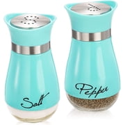 Furkithn Salt and Pepper Shakers Set, Glass Bottom Salt Shaker with Stainless Steel Lid for Kitchen Gadgets Cooking Table, RV, Camp,BBQ Refillable Design, Turquoise deal from Walmart