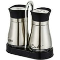 thumbnail image 1 of Homieway Silver Salt and Pepper Shakers Set with Holder, Stainless Steel with Glass Bottle for Table, RV, Camp, BBQ, Set of 2, 1 of 7